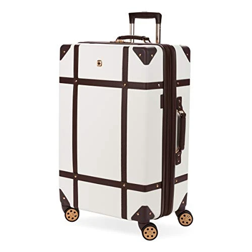 SwissGear 7739 Trunk, Hardside Spinner Luggage (White, Checked-Large 26 Inch) 3 SwissGear 7739 Trunk, Hardside Spinner Luggage (White, Checked-Large 26 Inch)