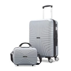 Samsonite Hers N Hers Luggage With Spinner Wheels, 2-Piece Set (BeautyCrate Plus Carry-On), Brushed Silver