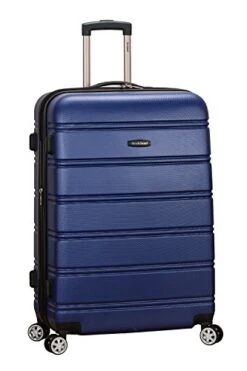 Rockland Melbourne Hardside Expandable Spinner Wheel Luggage, Blue, Checked-Large 28-Inch