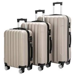 3 Pieces ABS Luggage Sets Trolley Case, Large Capacity Multifunctional Traveling Suitcase Hardshell With Spinner Wheel And Coded Lock, 20" & 24" & 28" (Champagne) -Samsonite Shop 41iTkJqY nL
