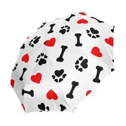 XLING Automatic Umbrellas Love Animal Dog Paw Print Anti-Slip Windproof Compact Rain Umbrella For Women Men -Samsonite Shop 41jq346 EIL