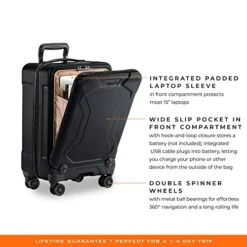 Briggs & Riley Torq Hardside Carry On Luggage With Spinner Wheels 22 Inch. USB Charging Port, TSA-Friendly Locks, Easy Access Hinged Front Pocket, Black -Samsonite Shop 41mF4TXxNsL
