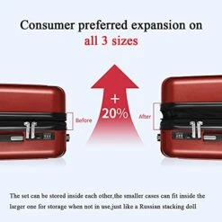 3 Piece Hardshell Luggage Set, Expandable Lightweight Suitcase Sets With Spinner Wheels, TSA Lock (20/24/28 Inch), Red -Samsonite Shop 41mmaQR5SfS