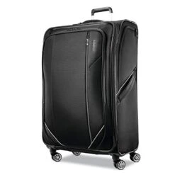 American Tourister Zoom Turbo Softside Expandable Spinner Wheel Luggage, Black, Checked-Large 28-Inch