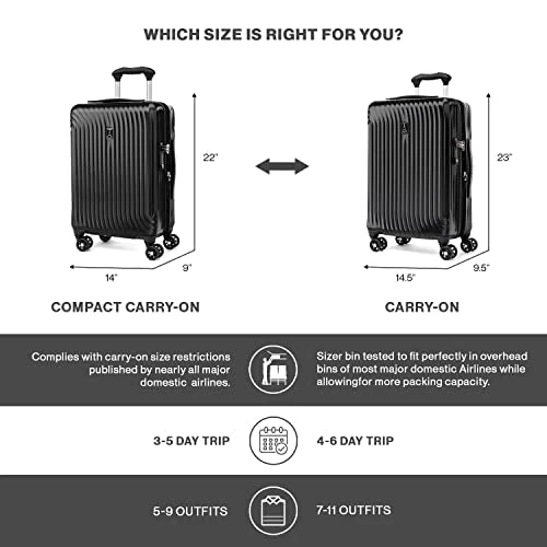 Travelpro Maxlite Air Hardside Expandable Luggage, 8 Spinner Wheels, Lightweight Hard Shell Polycarbonate, Black, Carry-On 21-Inch 7 Travelpro Maxlite Air Hardside Expandable Luggage, 8 Spinner Wheels, Lightweight Hard Shell Polycarbonate, Black, Carry-On 21-Inch - Image 5
