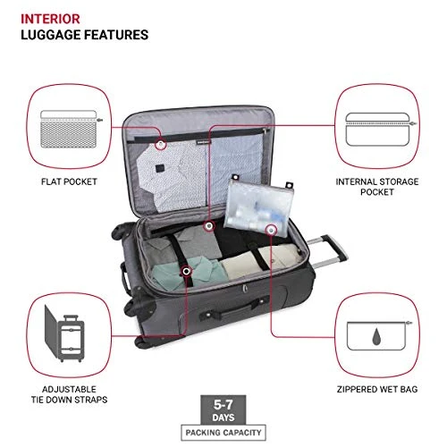 SwissGear Sion Softside Luggage With Spinner Wheels, Dark Grey, Checked-Medium 25-Inch 9 SwissGear Sion Softside Luggage With Spinner Wheels, Dark Grey, Checked-Medium 25-Inch - Image 7