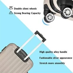 3 Pieces ABS Luggage Sets Trolley Case, Large Capacity Multifunctional Traveling Suitcase Hardshell With Spinner Wheel And Coded Lock, 20" & 24" & 28" (Champagne) -Samsonite Shop 41txjOyETiL