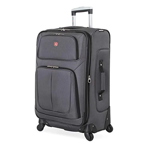 SwissGear Sion Softside Luggage With Spinner Wheels, Dark Grey, Checked-Medium 25-Inch 3 SwissGear Sion Softside Luggage With Spinner Wheels, Dark Grey, Checked-Medium 25-Inch