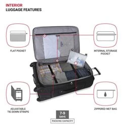 SwissGear Sion Softside Luggage With Spinner Wheels, Black, Checked-Large 29-Inch -Samsonite Shop 41unyaXSpAL