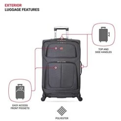 SwissGear Sion Softside Luggage With Spinner Wheels, Dark Grey, Checked-Medium 25-Inch 18 SwissGear Sion Softside Luggage With Spinner Wheels, Dark Grey, Checked-Medium 25-Inch -Samsonite Shop 41vN5XPZAvL