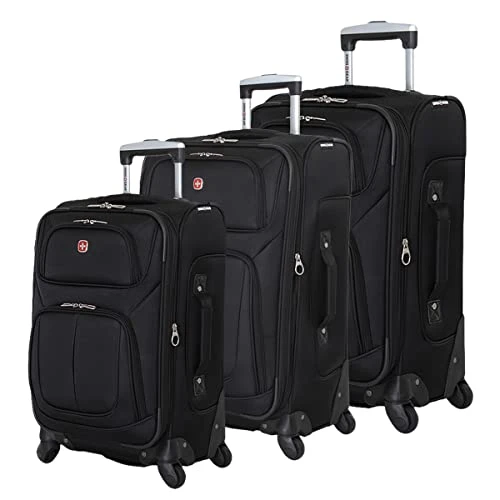 SwissGear Sion Softside Expandable Roller Luggage, Black, 3-Piece Set (21/25/29) 3 SwissGear Sion Softside Expandable Roller Luggage, Black, 3-Piece Set (21/25/29)