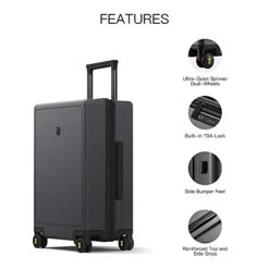 LEVEL8 Luminous Textured Medium Checked Luggage, 24” Hardshell Suitcase, Lightweight PC Textured Hardside Spinner Trolley For Luggage, TSA Approved Checked Luggage With 8 Spinner Wheels, Dark Grey, 24-Inch Checked-In -Samsonite Shop 41wnFQu ODL