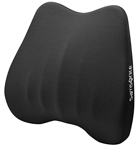 SAMSONITE, Contoured 3D Ridges Lumbar Pillow For Office Chair Or Car, High Grade Memory Foam, Fits Most Seats, Adjustable Strap, Removable Cover 3 SAMSONITE, Contoured 3D Ridges Lumbar Pillow For Office Chair Or Car, High Grade Memory Foam, Fits Most Seats, Adjustable Strap, Removable Cover