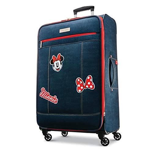 American Tourister Disney Softside Luggage With Spinner Wheels, Minnie Mouse Denim, Checked-Large 28-Inch 3 American Tourister Disney Softside Luggage With Spinner Wheels, Minnie Mouse Denim, Checked-Large 28-Inch