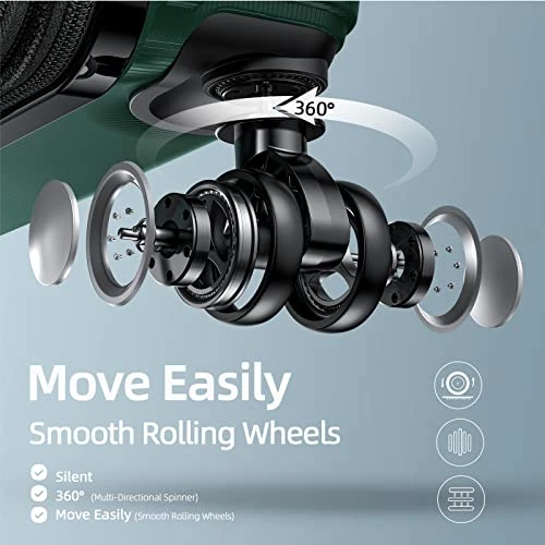 SHOWKOO Luggage Sets Expandable ABS Hardshell 3pcs Clearance Luggage Hardside Lightweight Durable Suitcase Sets Spinner Wheels Suitcase With TSA Lock (Dark Green) 8 SHOWKOO Luggage Sets Expandable ABS Hardshell 3pcs Clearance Luggage Hardside Lightweight Durable Suitcase Sets Spinner Wheels Suitcase With TSA Lock (Dark Green) - Image 6