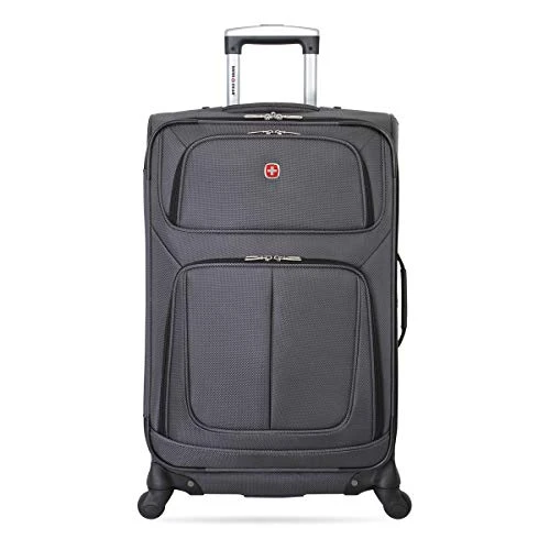 SwissGear Sion Softside Luggage With Spinner Wheels, Dark Grey, Checked-Medium 25-Inch 4 SwissGear Sion Softside Luggage With Spinner Wheels, Dark Grey, Checked-Medium 25-Inch - Image 2