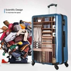 Semper Hardside Blue Luggage Sets With 4- Spinner Wheels, 4-Piece Lightweight Carry- On Suitcase Sets In 18" 20" 24" 28" FREE Luggage Scale -Samsonite Shop 510oXfGcN7L
