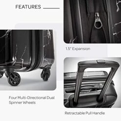 American Tourister Moonlight Hardside Expandable Luggage With Spinner Wheels, Black Marble, 2-Piece Set (21/24) -Samsonite Shop 5117tmMHOXL