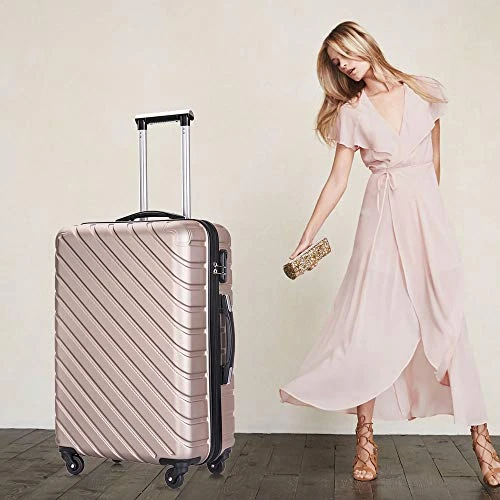 Hardshell Luggage 5 Piece ABS Luggages Sets With Spinner Wheels Travel Bag Suitcases Sets Free Backpack 18-28 Inch (Champagne Gold) 7 Hardshell Luggage 5 Piece ABS Luggages Sets With Spinner Wheels Travel Bag Suitcases Sets Free Backpack 18-28 Inch (Champagne Gold) - Image 5