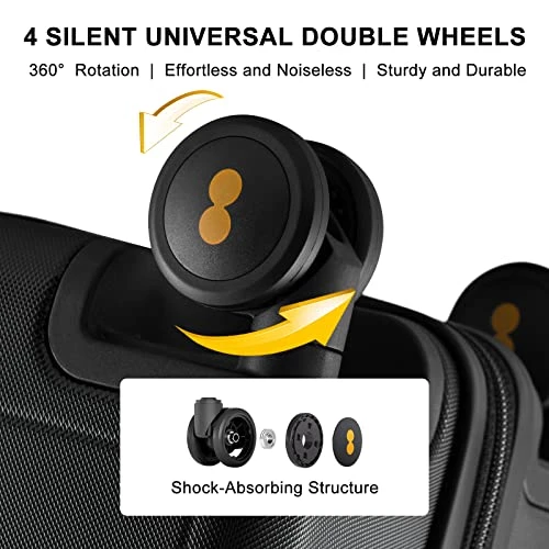 LEVEL8 Trunk Luggage, 28 Inch Luggage With Spinner Wheels, Luminous Textured 28 Inch Checked Large Luggage, Lightweight PC With TSA Lock - 28 Inch, Black 8 LEVEL8 Trunk Luggage, 28 Inch Luggage With Spinner Wheels, Luminous Textured 28 Inch Checked Large Luggage, Lightweight PC With TSA Lock - 28 Inch, Black - Image 6