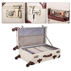 CO-Z Premium Vintage Luggage Set 24 Inches TSA Locks Wheel Suitcase With 12 Inches Hand Bag (Beige) -Samsonite Shop 516s9EGmfdS