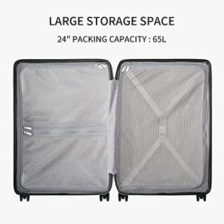 LEVEL8 Luminous Textured Medium Checked Luggage, 24” Hardshell Suitcase, Lightweight PC Textured Hardside Spinner Trolley For Luggage, TSA Approved Checked Luggage With 8 Spinner Wheels, Dark Grey, 24-Inch Checked-In -Samsonite Shop 518ITWG2U8L