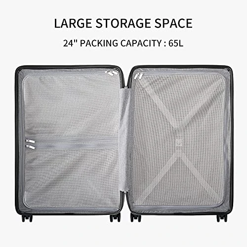 LEVEL8 Luminous Textured Medium Checked Luggage, 24” Hardshell Suitcase, Lightweight PC Textured Hardside Spinner Trolley For Luggage, TSA Approved Checked Luggage With 8 Spinner Wheels, Black, 24-Inch Checked-In 9 LEVEL8 Luminous Textured Medium Checked Luggage, 24” Hardshell Suitcase, Lightweight PC Textured Hardside Spinner Trolley For Luggage, TSA Approved Checked Luggage With 8 Spinner Wheels, Black, 24-Inch Checked-In - Image 7