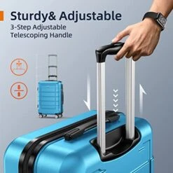 SHOWKOO Luggage Sets Expandable PC+ABS Durable Suitcase Sets Double Wheels TSA Lock 4 Piece Luggage Set Sky Blue 11 SHOWKOO Luggage Sets Expandable PC+ABS Durable Suitcase Sets Double Wheels TSA Lock 4 Piece Luggage Set Sky Blue -Samsonite Shop 518LQc4niIL
