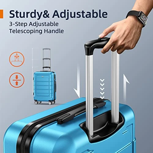 SHOWKOO Luggage Sets Expandable PC+ABS Durable Suitcase Sets Double Wheels TSA Lock 4 Piece Luggage Set Sky Blue 5 SHOWKOO Luggage Sets Expandable PC+ABS Durable Suitcase Sets Double Wheels TSA Lock 4 Piece Luggage Set Sky Blue - Image 3