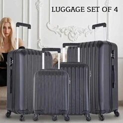 4PCS Travel Luggage Set Carry On Luggage With Spinner Wheels ABS Trolley Spinner Suitcase W/Lock (Black) -Samsonite Shop 518M6IQDnsL 427ca6ba 6330 43f2 aa7a 91b8becc8cc9