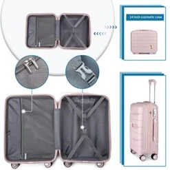 Somago 20IN Carry On Luggage And 14IN Mini Cosmetic Cases Travel Set Hardside Luggage With Spinner Wheels Lightweight Polypropylene Suitcase With TSA Lock (2-Piece Set (14/20), Nude Pink) 16 Somago 20IN Carry On Luggage And 14IN Mini Cosmetic Cases Travel Set Hardside Luggage With Spinner Wheels Lightweight Polypropylene Suitcase With TSA Lock (2-Piece Set (14/20), Nude Pink) -Samsonite Shop 519Dp3oGQoL