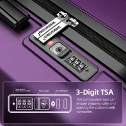 SHOWKOO Luggage Sets Expandable PC+ABS Durable Suitcase Sets Double Wheels TSA Lock 4 Piece Luggage Set Purple -Samsonite Shop 519EkpBCNXL