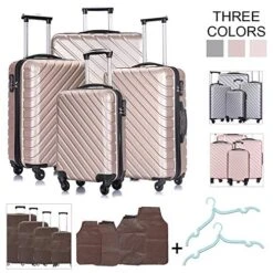 Apelila 5 Piece Hardshell Luggage Sets,Travel Suitcase,Carry On Luggage With Spinner Wheels Free Cover&Hanger Inside (Champagne Gold With Bag) -Samsonite Shop 519yvwBbh6L 221f0ca5 b9a6 469b a3b4 b4e54ac20566