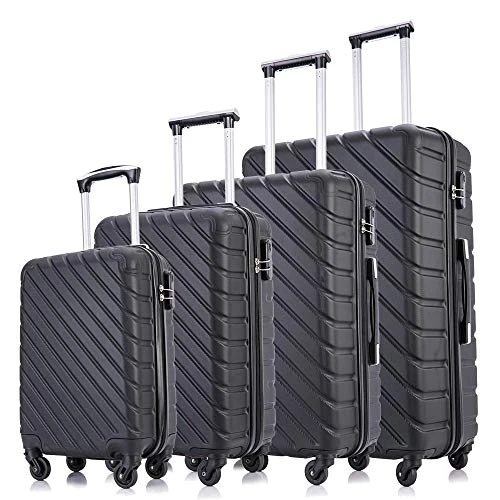4 Piece Hardshell Luggage Sets,Travel Suitcase,Carry On Luggage With Spinner Wheels Free Cover&Hanger Inside (Black, 4 Pieces) 11 4 Piece Hardshell Luggage Sets,Travel Suitcase,Carry On Luggage With Spinner Wheels Free Cover&Hanger Inside (Black, 4 Pieces) - Image 9