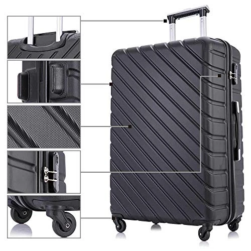 4 Piece Hardshell Luggage Sets,Travel Suitcase,Carry On Luggage With Spinner Wheels Free Cover&Hanger Inside (Black, 4 Pieces) 10 4 Piece Hardshell Luggage Sets,Travel Suitcase,Carry On Luggage With Spinner Wheels Free Cover&Hanger Inside (Black, 4 Pieces) - Image 8