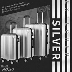COOLIFE Luggage Expandable Suitcase PC+ABS 3 Piece Set With TSA Lock Spinner Carry On 20in24in28in (Sliver, 3 Piece Set) -Samsonite Shop 51FUHei5 L