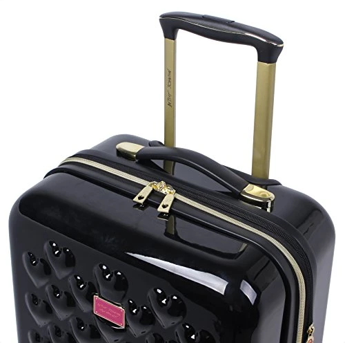 Betsey Johnson 26 Inch Checked Luggage Collection - Expandable Scratch Resistant (ABS + PC) Hardside Suitcase - Designer Lightweight Bag With 8-Rolling Spinner Wheels (Heart To Heart Black) 6 Betsey Johnson 26 Inch Checked Luggage Collection - Expandable Scratch Resistant (ABS + PC) Hardside Suitcase - Designer Lightweight Bag With 8-Rolling Spinner Wheels (Heart To Heart Black) - Image 4