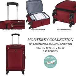 Travelers Club Monterey Softside Spinner Luggage, Red, Carry-On 18-Inch 14 Travelers Club Monterey Softside Spinner Luggage, Red, Carry-On 18-Inch -Samsonite Shop 51H0tB6rb1L