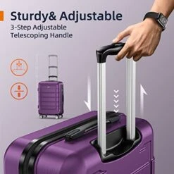SHOWKOO Luggage Sets Expandable PC+ABS Durable Suitcase Sets Double Wheels TSA Lock 4 Piece Luggage Set Purple -Samsonite Shop 51HEMXBcb8L