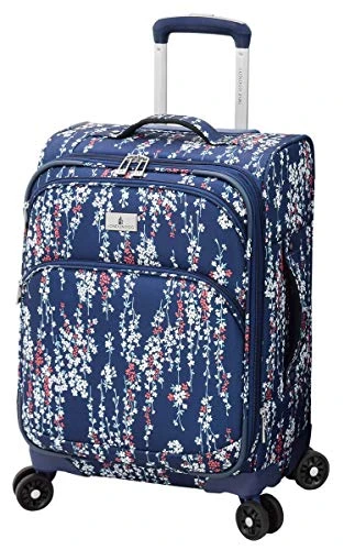 LONDON FOG Cranford Softside Expandable Spinner Luggage, Navy White Floral, 20" 3 LONDON FOG Cranford Softside Expandable Spinner Luggage, Navy White Floral, 20"