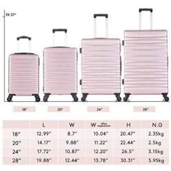 4 Piece Luggage Sets, Expandable Hardshell ABS Luggage Sets With TSA Lock Spinner Wheels Travel Suitcases Set (4 PCS, TSA Lock+Expandable, Rose Gold) 19 4 Piece Luggage Sets, Expandable Hardshell ABS Luggage Sets With TSA Lock Spinner Wheels Travel Suitcases Set (4 PCS, TSA Lock+Expandable, Rose Gold) -Samsonite Shop 51JGa3daYdL