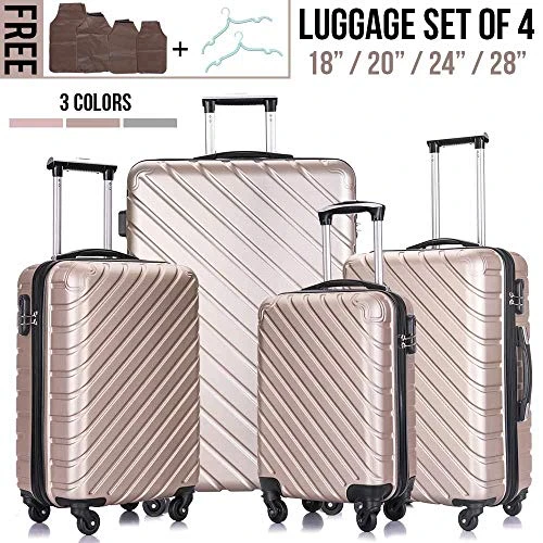 Hardshell Luggage 5 Piece ABS Luggages Sets With Spinner Wheels Travel Bag Suitcases Sets Free Backpack 18-28 Inch (Champagne Gold) 9 Hardshell Luggage 5 Piece ABS Luggages Sets With Spinner Wheels Travel Bag Suitcases Sets Free Backpack 18-28 Inch (Champagne Gold) - Image 7
