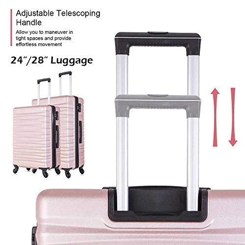 4 Piece Luggage Sets, Expandable Hardshell ABS Luggage Sets With TSA Lock Spinner Wheels Travel Suitcases Set (4 PCS, TSA Lock+Expandable, Rose Gold) 5 4 Piece Luggage Sets, Expandable Hardshell ABS Luggage Sets With TSA Lock Spinner Wheels Travel Suitcases Set (4 PCS, TSA Lock+Expandable, Rose Gold) - Image 3