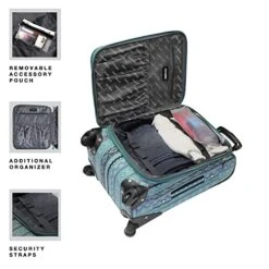 Steve Madden Designer Luggage Collection - 3 Piece Softside Expandable Lightweight Spinner Suitcase Set - Travel Set Includes 20 Inch Carry On, 24 Inch & 28-Inch Checked Suitcases (Print/Teal) -Samsonite Shop 51MoZy9oeML