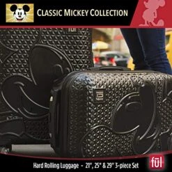 FUL Disney Mickey Mouse 3 Piece Rolling Luggage Set, Hardside Suitcase With Spinner Wheels, 21 Inch, 25 Inch And 29 Inch, Black -Samsonite Shop 51NFmMkKf3L