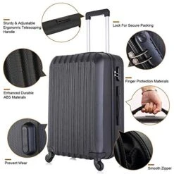 4PCS Travel Luggage Set Carry On Luggage With Spinner Wheels ABS Trolley Spinner Suitcase W/Lock (Black) -Samsonite Shop 51Nn0e6hzkL fff7e96a 4001 4390 a5fe 038d2dca1cb8