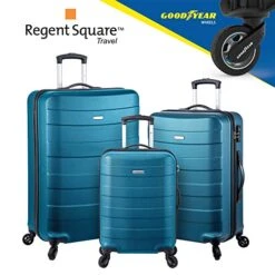 Regent Square Travel - 3 Piece Luggage Sets With Build-In TSA Lock And Spinner Goodyear Wheels – Mangusta, Hard Case (Petrol Blue) -Samsonite Shop 51Nv8p0oC L