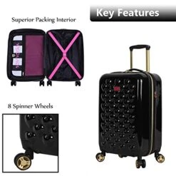 Betsey Johnson 26 Inch Checked Luggage Collection - Expandable Scratch Resistant (ABS + PC) Hardside Suitcase - Designer Lightweight Bag With 8-Rolling Spinner Wheels (Heart To Heart Black) 15 Betsey Johnson 26 Inch Checked Luggage Collection - Expandable Scratch Resistant (ABS + PC) Hardside Suitcase - Designer Lightweight Bag With 8-Rolling Spinner Wheels (Heart To Heart Black) -Samsonite Shop 51Ogdq0Nz5L