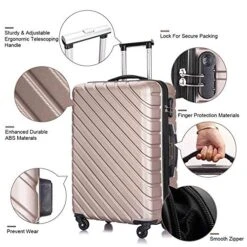 Apelila 5 Piece Hardshell Luggage Sets,Travel Suitcase,Carry On Luggage With Spinner Wheels Free Cover&Hanger Inside (Champagne Gold With Bag) -Samsonite Shop 51PFAWwfYgL 0d2a4eb4 9a49 41ec aef8 ec9a55eaad5b