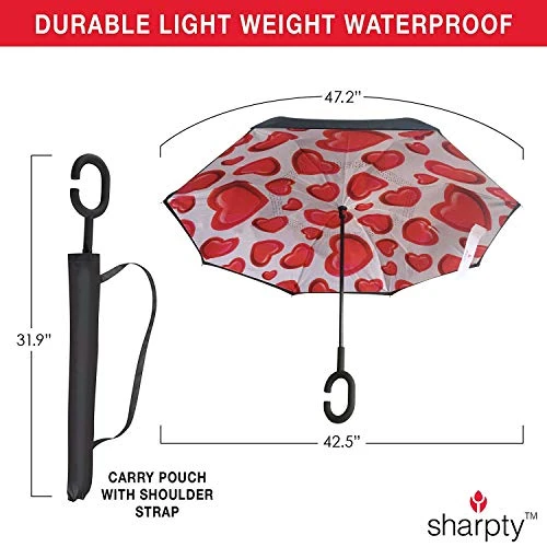 Sharpty Inverted, Windproof, Reverse Umbrella For Women With UV Protection, Upside Down With C-Shaped Handle 7 Sharpty Inverted, Windproof, Reverse Umbrella For Women With UV Protection, Upside Down With C-Shaped Handle - Image 5